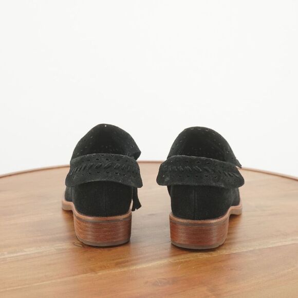 Sofft Womens Brinkley Ankle Boots Fold Over Black Suede Perforated Block Heel 6M - Picture 7 of 11